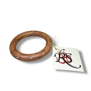 Rosena Sammi Wooden Bangle Bracelet Rhinestone Inlay NWT